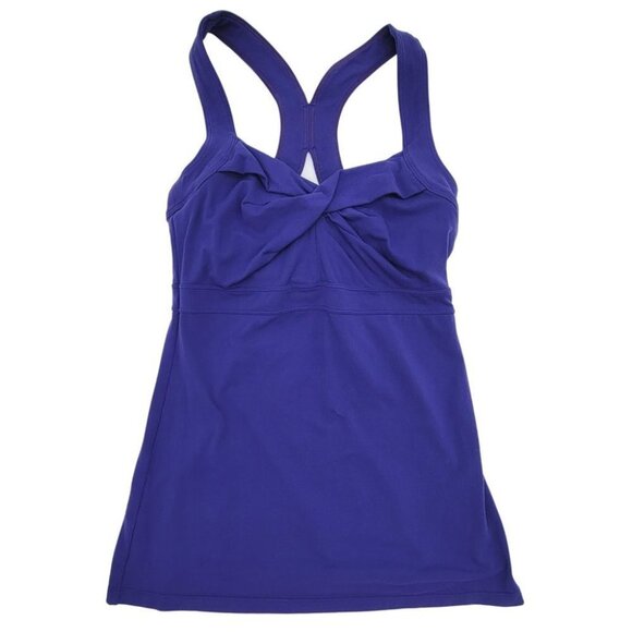 Athleta Tops - Athleta Womens Size Small Purple Tank Top Unique Racer Back Twist Front Stretch